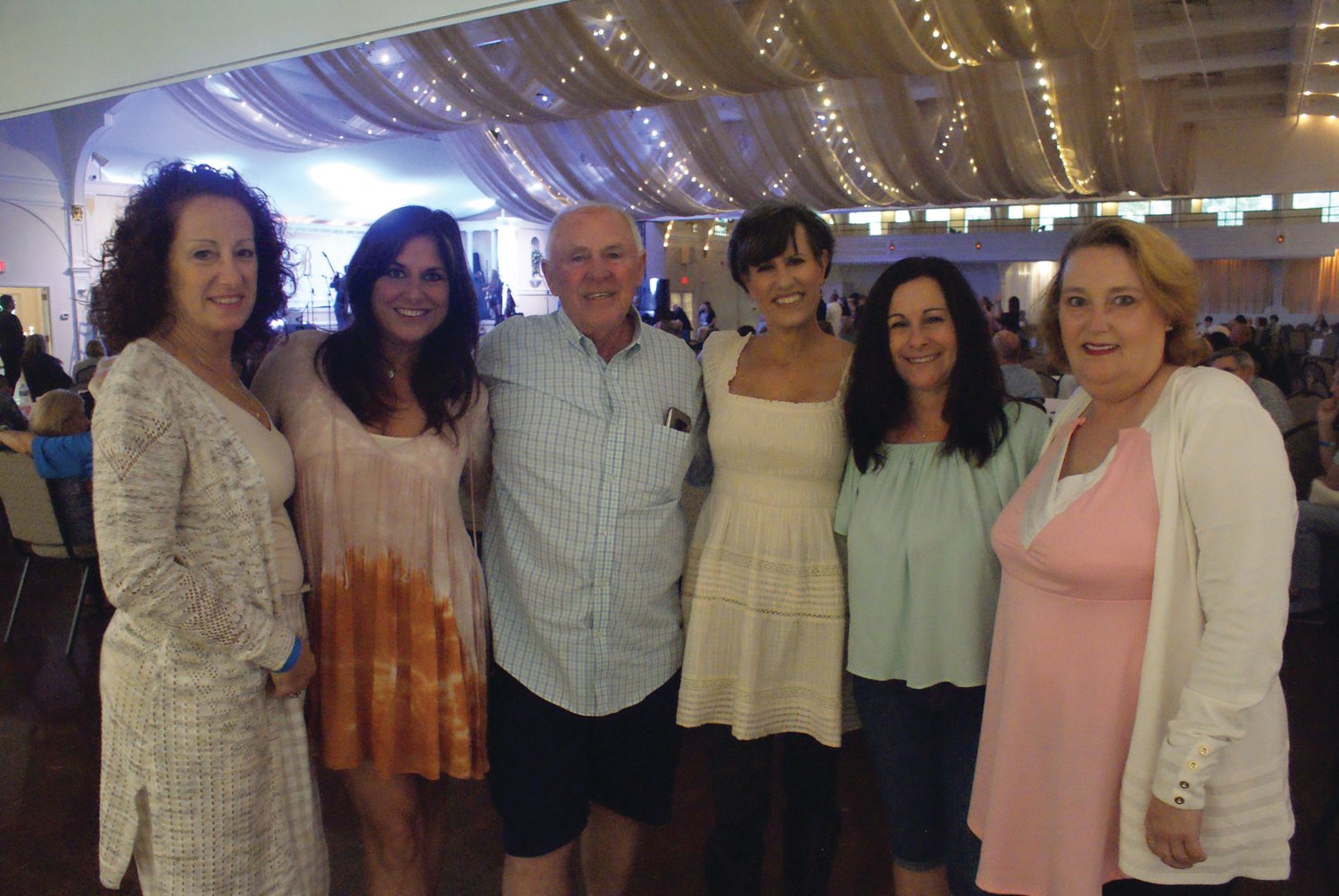GIRLS’ NIGHT OUT: Several friends got together Sunday for Rock & Rhodes Music Festival at Rhodes on the Pawtuxet. Pictured with event co-producer Brian Dupont are Theresa Martino, Pat Paolino Cruz, Leslie Palumbo, Robin Taft and Kathi Disney.